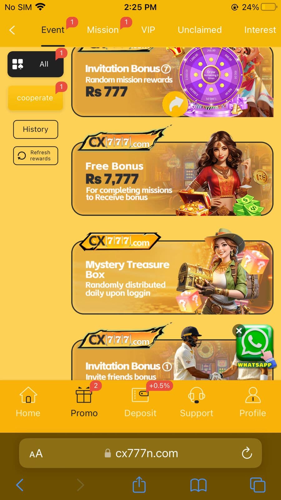CX777 app gameplay screenshot